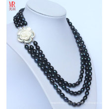 3 Strands Fashion Black Pearl Necklace
